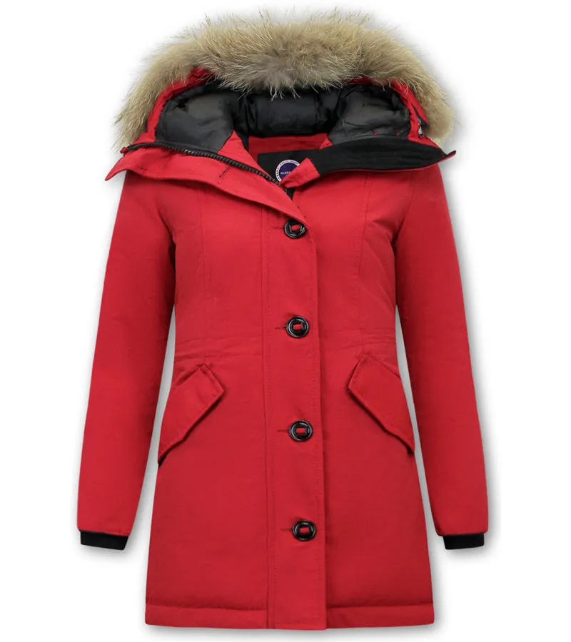 MUJER PARKA CAPUCHA PELO  7602  ROJO